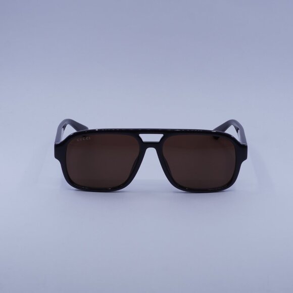 Gucci GG1342S 005 Sunglasses Grey Aviator Frame, Brown Lenses - Picture 3 of 10